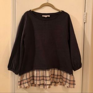 Anne Taylor Loft sweater with plaid bottom, size M